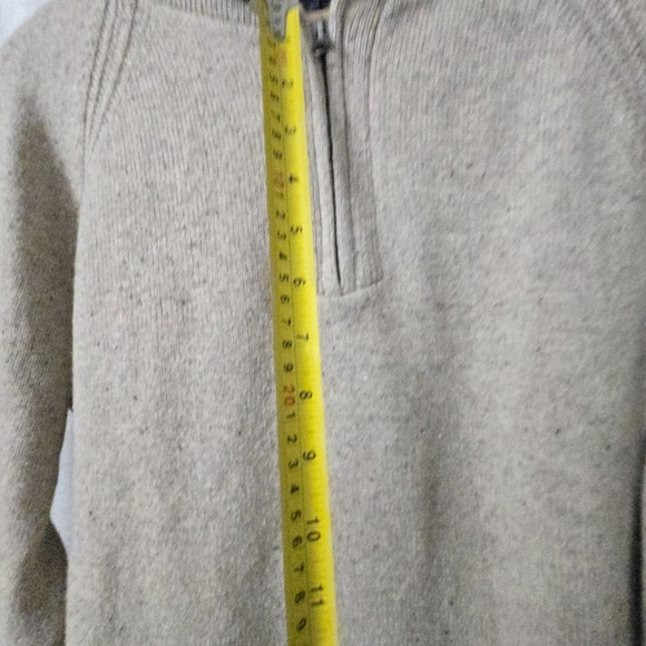 J CREW Men's Lambswool Blend Sweater Sz M Light Brown Shawl Collar Zip Neck - Picture 10 of 11